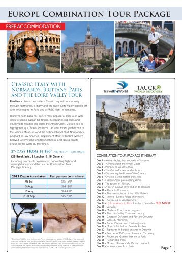 Europe Combination Tour Package - Travel the World