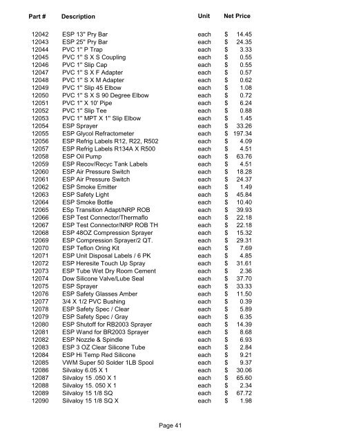 Current Contract Price List - State of Ohio