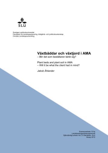 Växtbäddar och växtjord i AMA - SLU