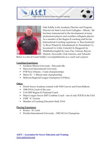Dale Schilly (partial interview) - Association for Soccer Education ...