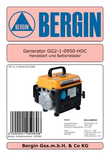 Bergin Ges.m.b.H. & Co KG Generator GG2-1-0950-HDC - Rotek