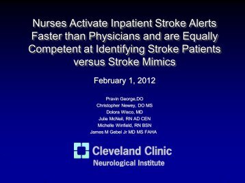 Nurses Activate Inpatient Stroke Alerts Faster than Physicians and ...