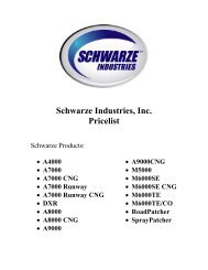 Schwarze Industries, Inc. Pricelist