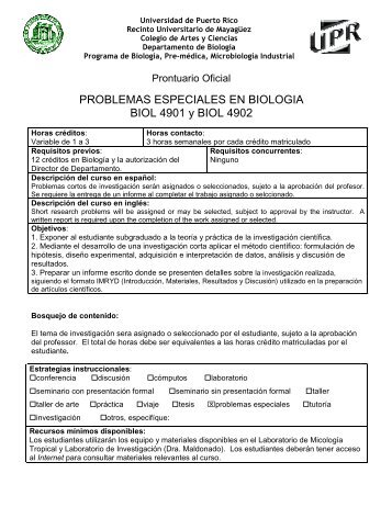 BIOL 4901-4902 - Biología - UPRM