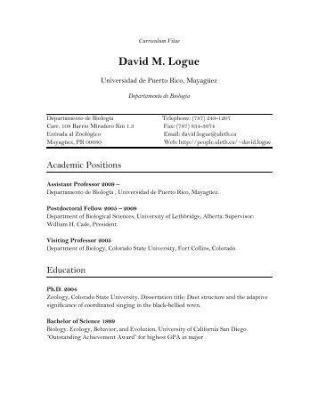 David M. Logue - Biología