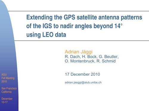 Extending the GPS satellite antenna patterns of the IGS to nadir ...