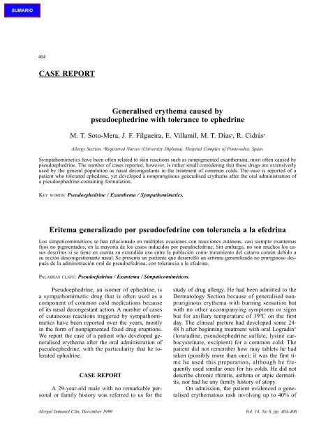 CASE REPORT Generalised erythema caused by pseudoephedrine ...