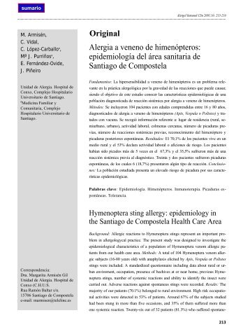 Alergia a veneno de himenópteros - Alergología e Inmunología Clínica