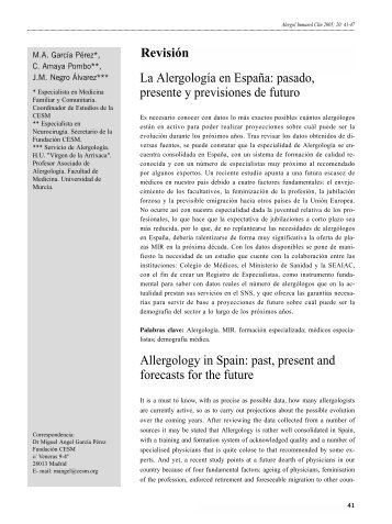La Alergología en España: pasado, presente y previsiones de futuro ...