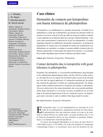 Dermatitis de contacto - Alergología e Inmunología Clínica