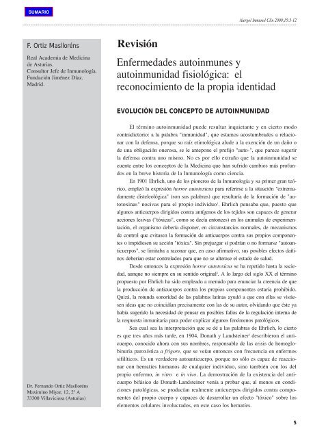 Enfermedades autoinmunes y autoinmunidad fisiológica