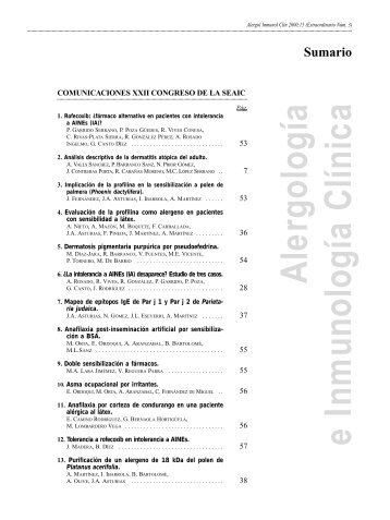 Sumario - Alergología e Inmunología Clínica