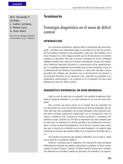 Estrategia diagnóstica en el asma de difícil control - Alergología e ...