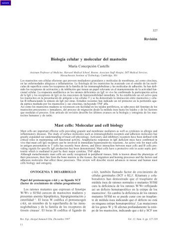 Biología celular y molecular del mastocito - Alergología e ...