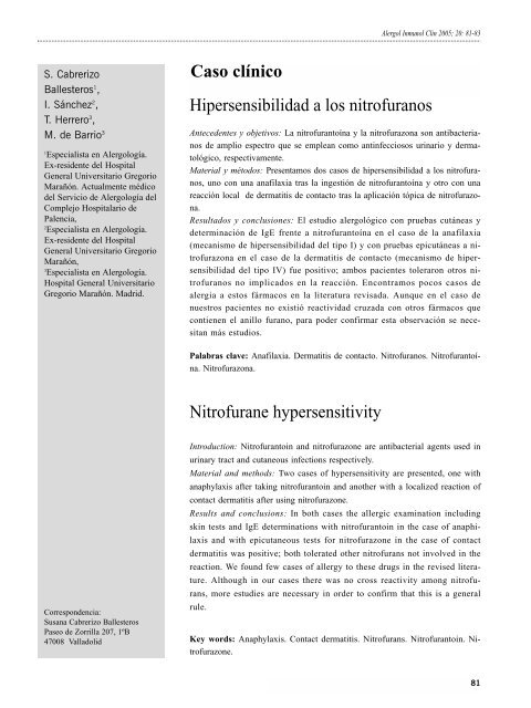 Hipersensibilidad a los nitrofuranos - Alergología e Inmunología ...