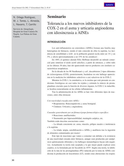 Tolerancia a los nuevos inhibidores de la COX-2 en el asma y ...