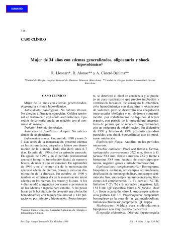 Mujer de 34 años con edemas generalizados, oligoanuria y shock ...