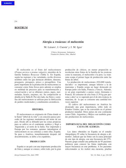 Alergia a rosáceas - Alergología e Inmunología Clínica