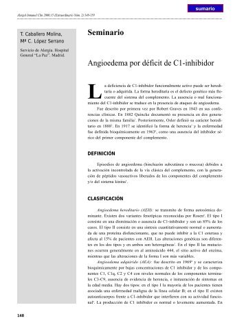 Angioedema por déficit de C1-inhibidor - Alergología e Inmunología ...
