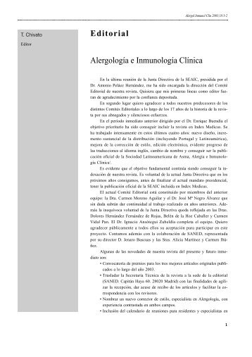 Alergología e Inmunología Clínica Editorial