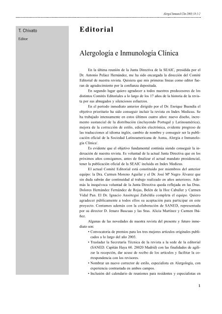 Alergología e Inmunología Clínica Editorial