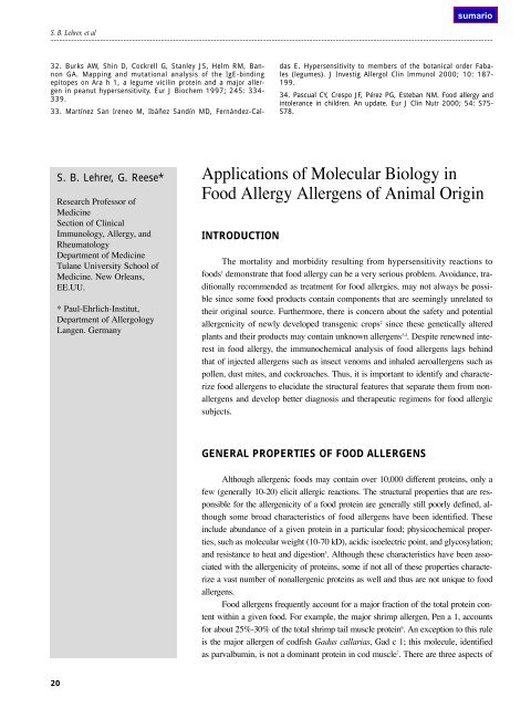 Aplicación de la biología molecular en alergia a alimentos