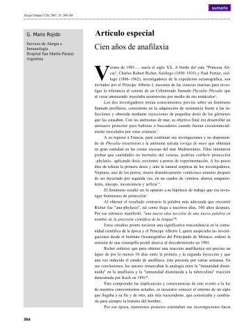 Cien años de anafilaxia - Alergología e Inmunología Clínica