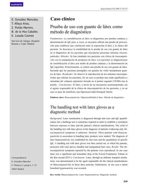 Prueba de uso con guante de látex como método de diagnóstico ...