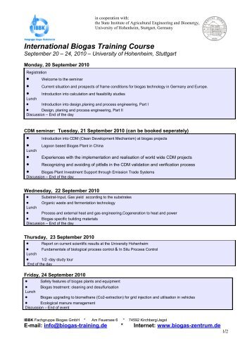 International Biogas Training Course