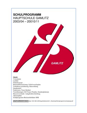 Schulprogramm (Entwicklungsplan) - Hauptschule Gamlitz