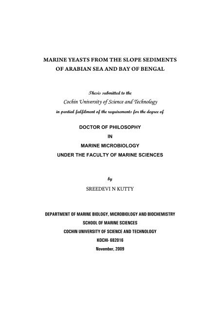 Marine Yeasts from the Slope Sediments of Arabian Sea and Bay of ...