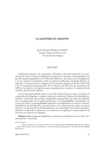 2. La legítima en Aragón, por José Antonio Serrano García