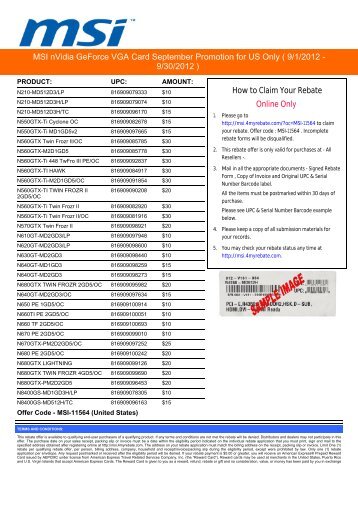MSI nVidia GeForce VGA Card September Promotion for US Only - Asi