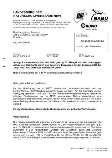 Stellungnahme der Naturschutzverbände - Landesbüro der ...