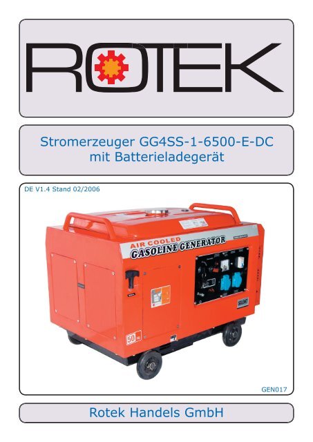 Rotek Handels GmbH Stromerzeuger GG4SS-1-6500-E-DC mit ...