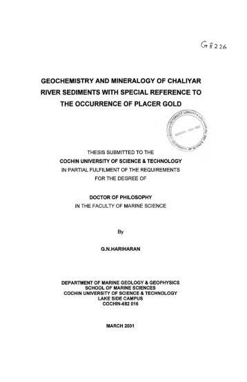 Geochemistry and Minerology of Chaliyar River Sediments with ...