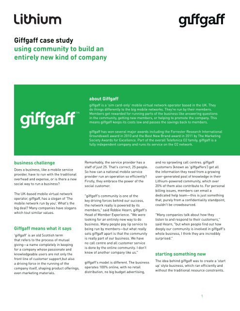 Giffgaff case study using community to build an entirely ... - Lithium