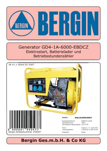 Generator GD4-1A-6000-EBDCZ Bergin Ges.m.b.H. & Co KG - Rotek