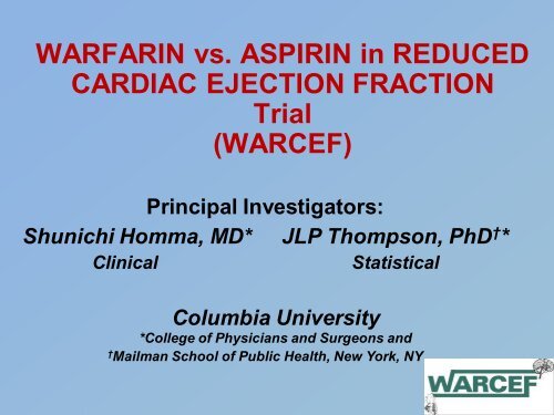 Warfarin vs. Asprin in Reduced Ejection Fraction