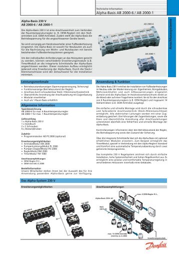 Anschlusssysteme Alpha-Basis AB 2000-6 / AB 2000-1 - Danfoss