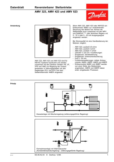 Datenblatt Reversierbarer Stellantriebe AMV 323, AMV ... - Danfoss