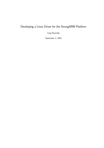 Developing a Linux Driver for the StrongARM Platform