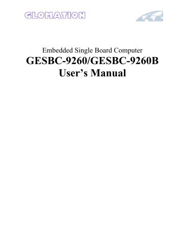 GESBC-9260/GESBC-9260B User's Manual - Glomation