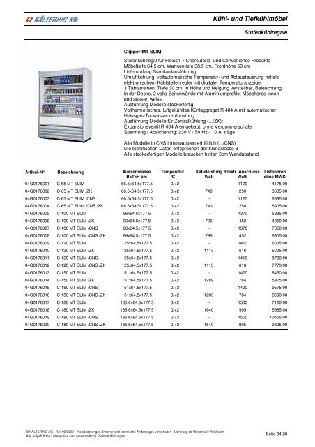 Kühl- und Tiefkühlmöbel - BS MediaVision AG