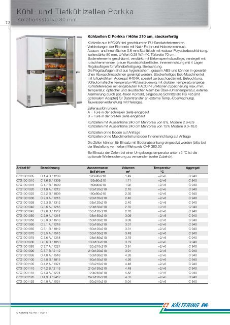 Kühl- und Tiefkühzellen & Inneneinrichtungen - Kältering AG