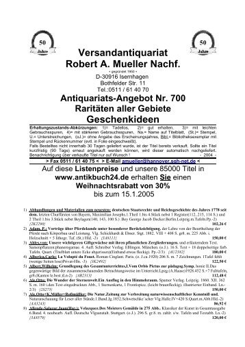 Antiquariatsangebot Nr. 700 - Antikbuch24