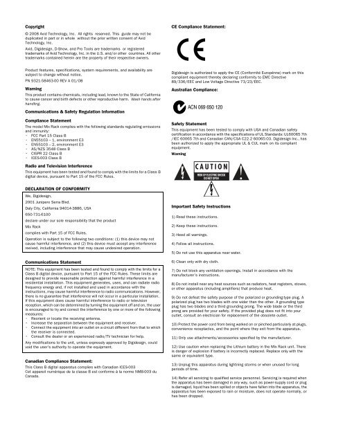 Mix Rack Guide (PDF) - Digidesign