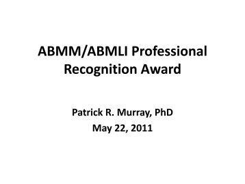ABMM/ABMLI Professional Recognition Award