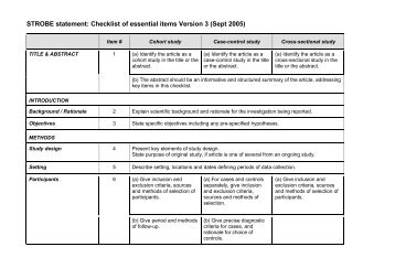 STROBE statement: Checklist of essential items Version 3 (Sept 2005)