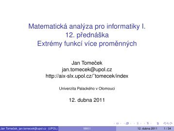 Extrémy funkcí více proměnných - Index of - Univerzita Palackého v ...